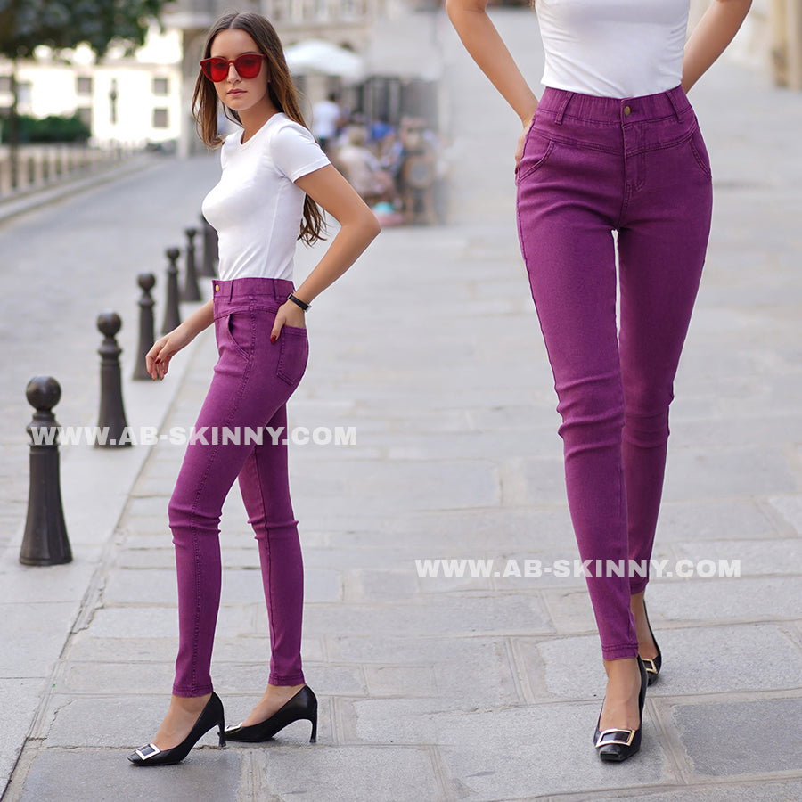 Premium Denim-Color Purple Ultra Stretch Skinny Pants