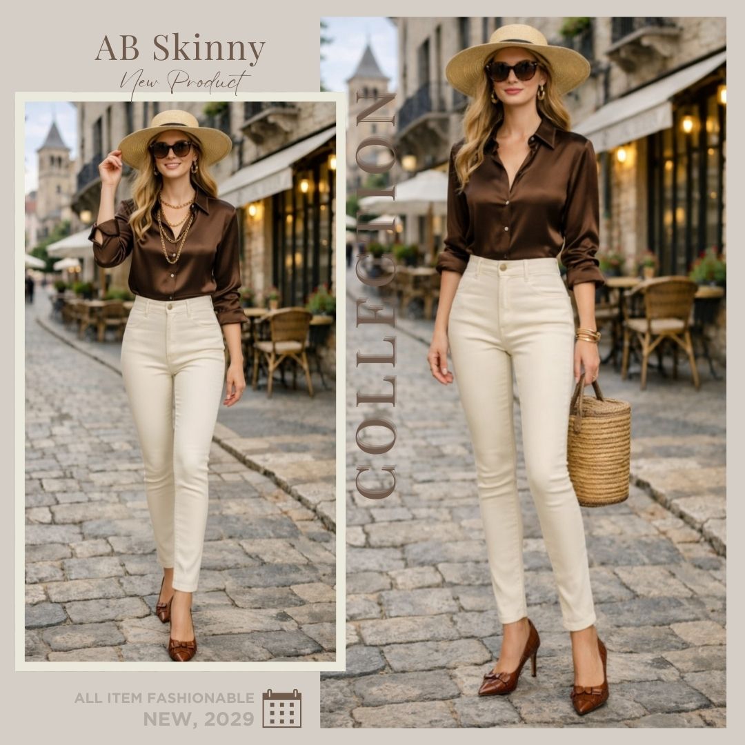Cream Ultra Stretch Skinny Pants