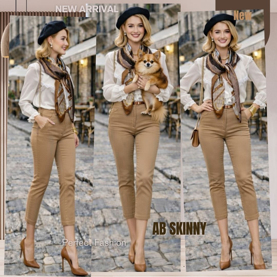 Capris Ultra Stretch Skinny Pants in Khaki