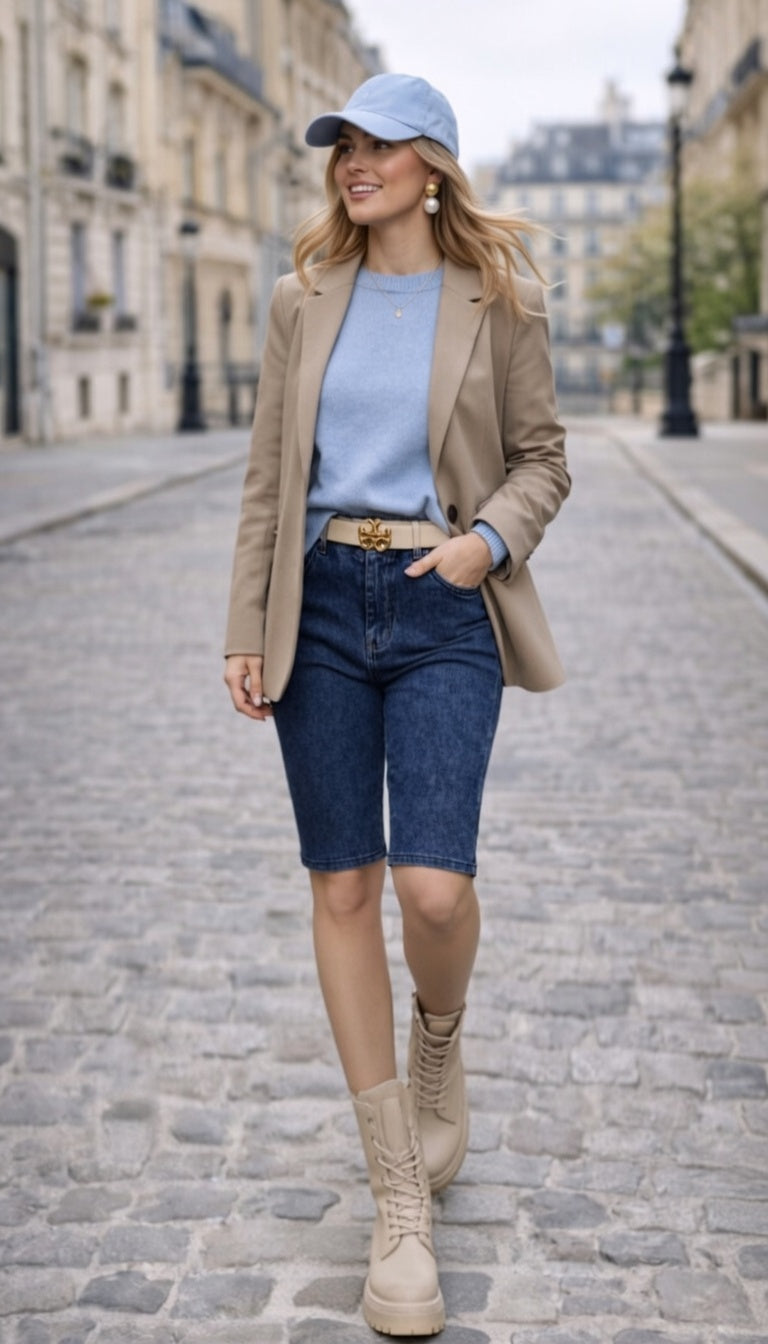 Premium Denim-Color Navy Ultra Stretch Shorts