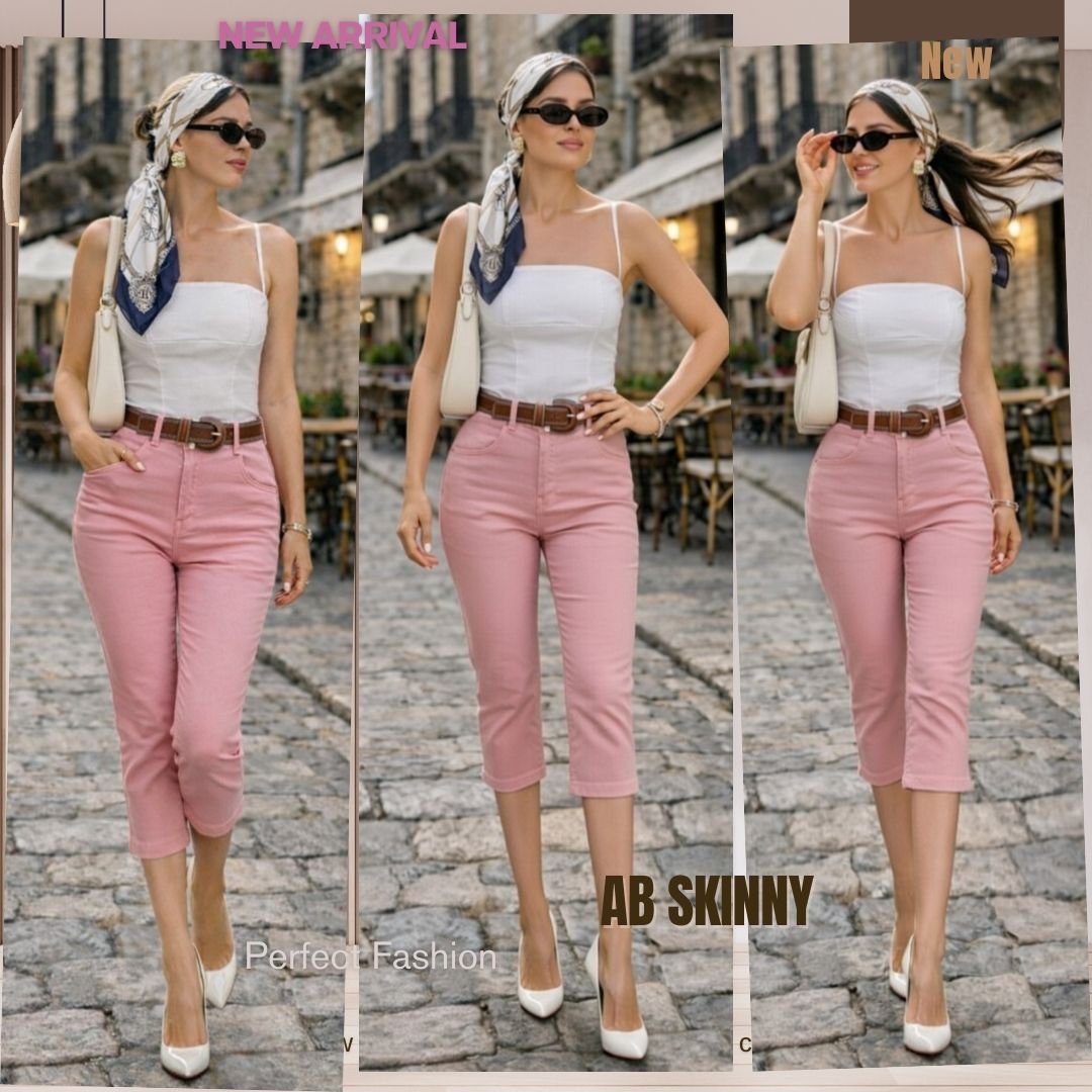 Capris Ultra Stretch Skinny Pants in Old Rose