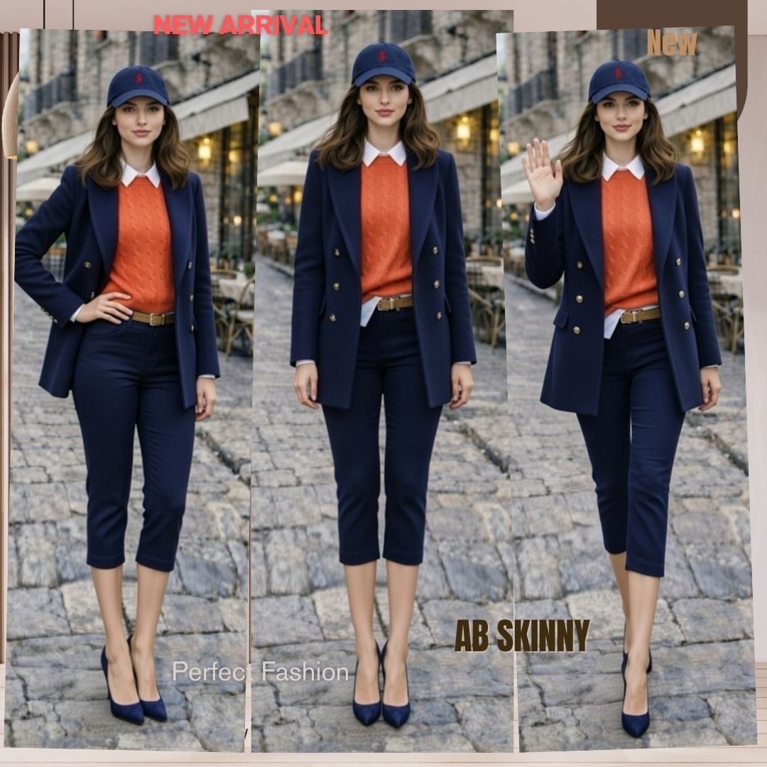 Capris Ultra Stretch Skinny Pants in Navy