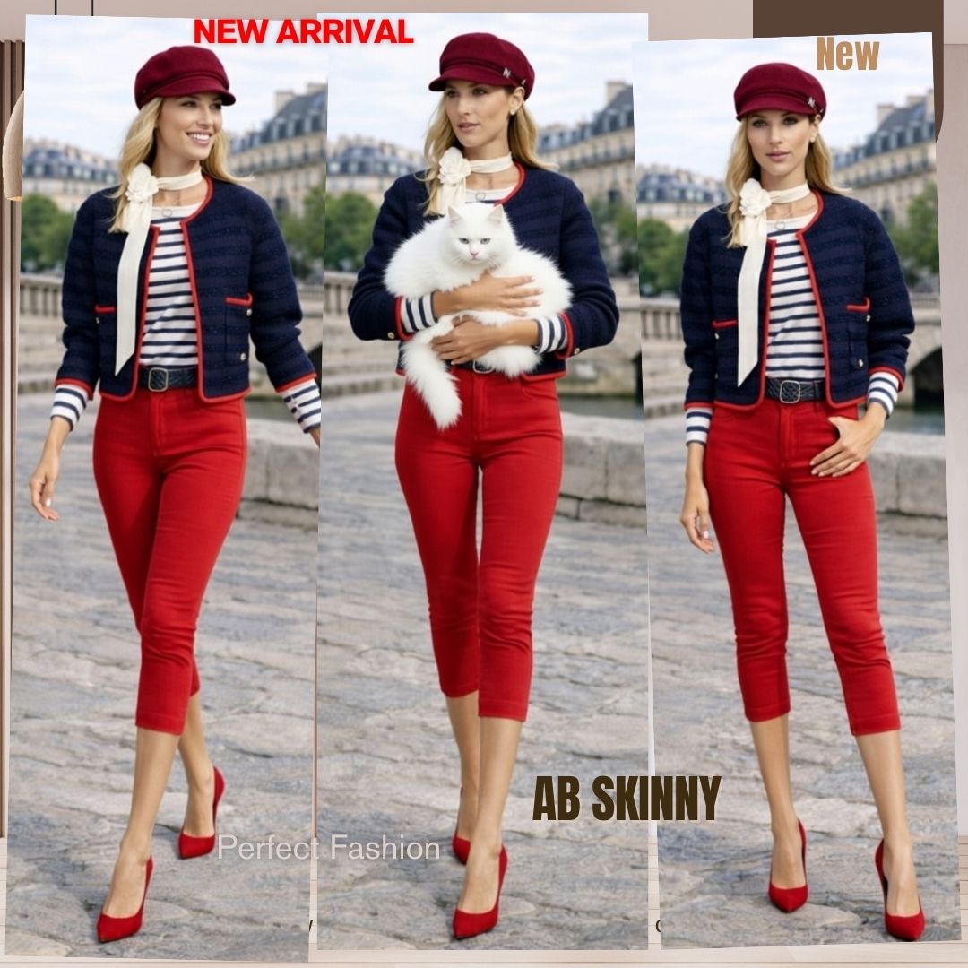 Capris Ultra Stretch Skinny Pants in Red