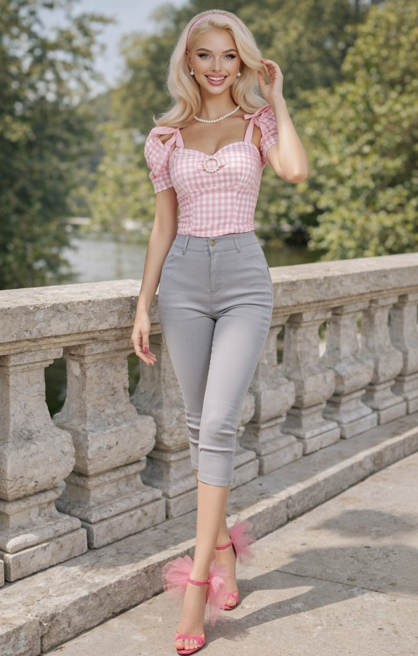 Capris Ultra Stretch Skinny Pants in Smoke Gray