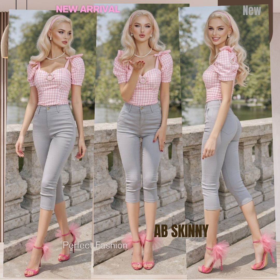 Capris Ultra Stretch Skinny Pants in Smoke Gray