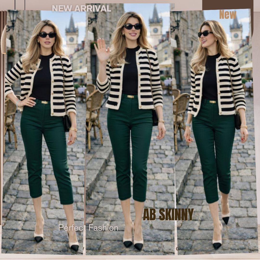 Capris Ultra Stretch Skinny Pants in Dark Green