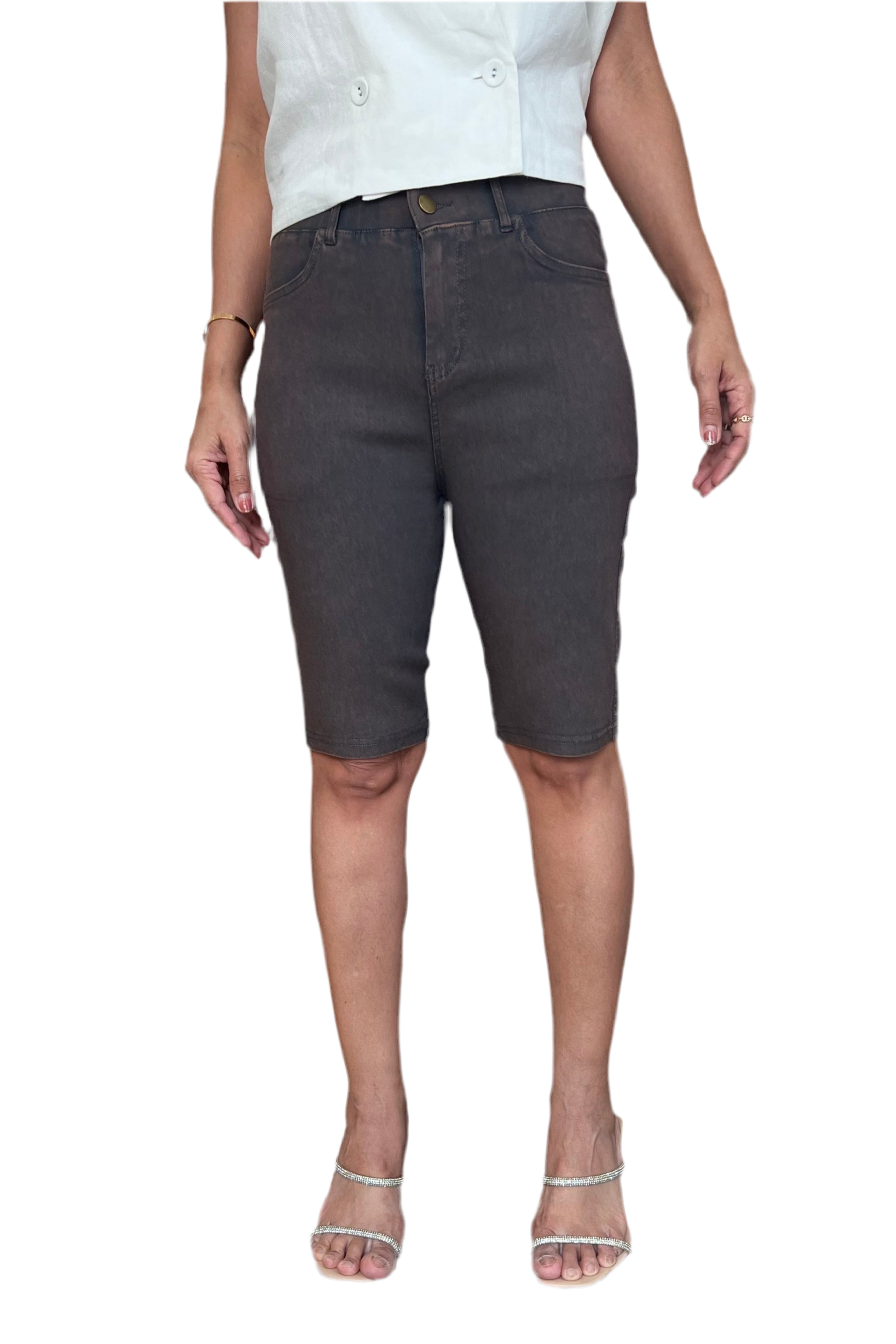 Premium Denim-Color Grey Ultra Stretch Shorts