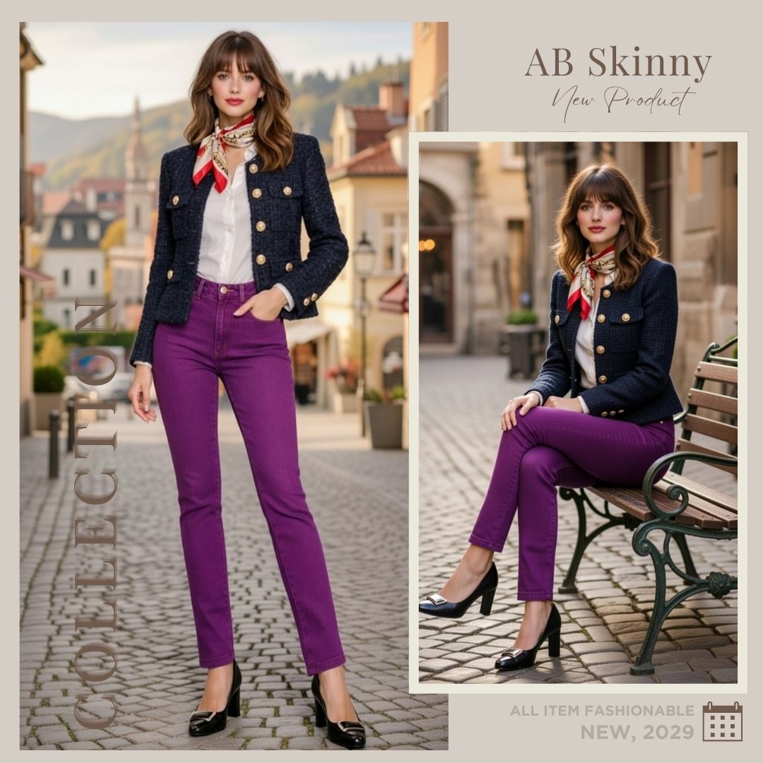 Premium Denim-Color Purple Ultra Stretch Skinny Pants