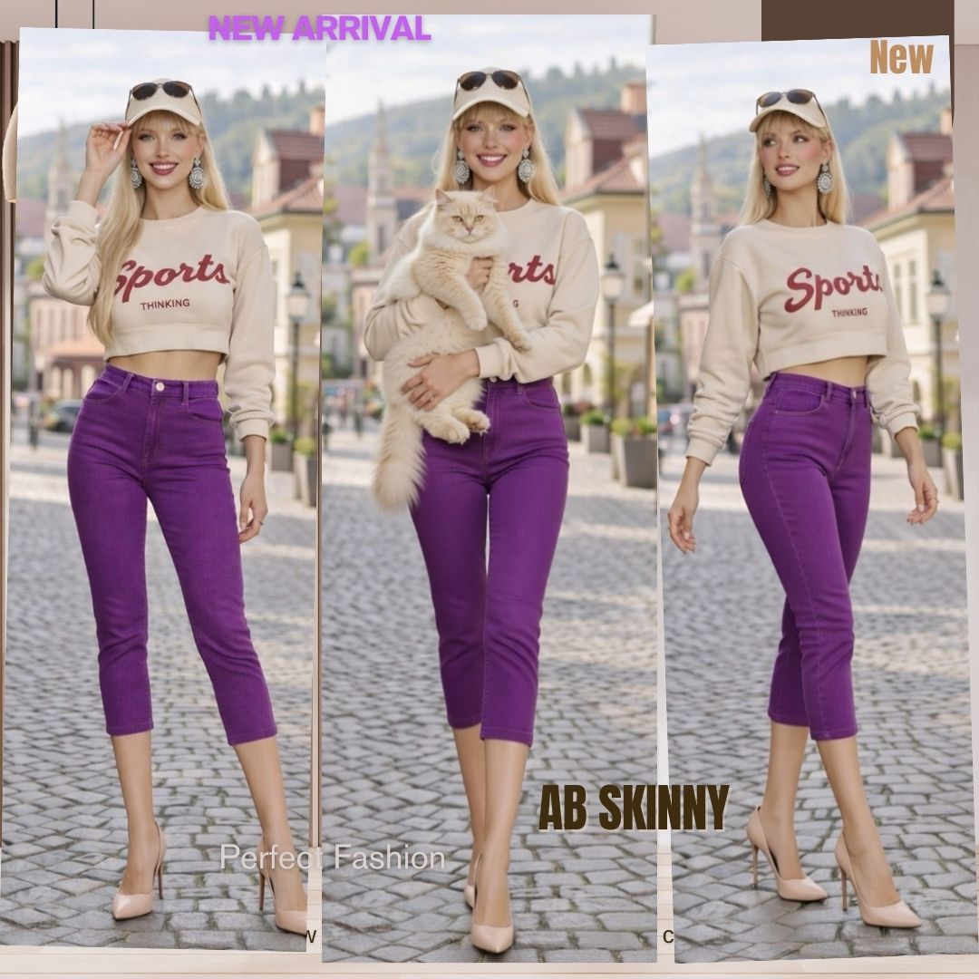 Capris Ultra Stretch Skinny Pants in Premium Denim-Color Purple