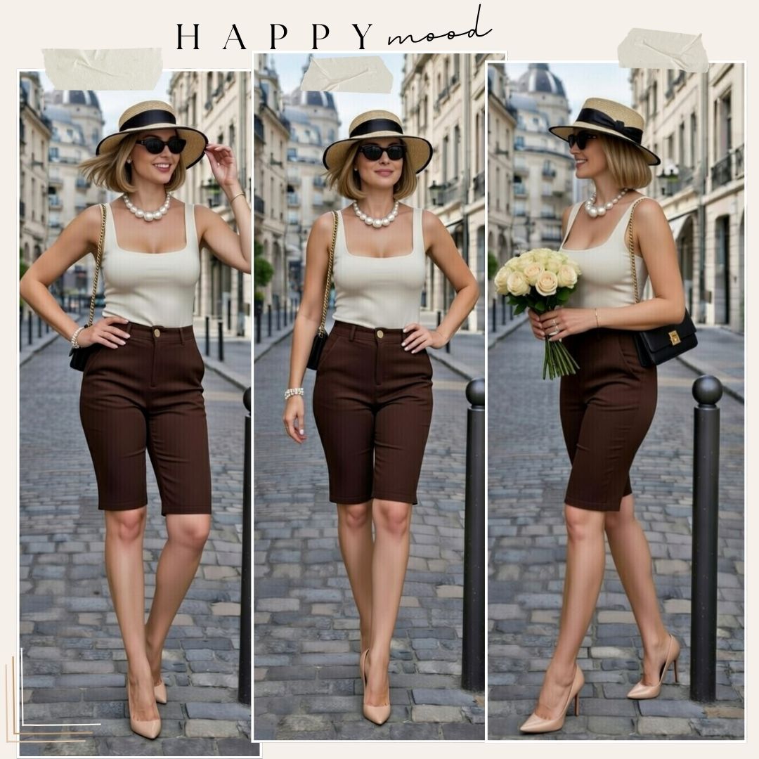 Premium Denim-Color Brown Ultra Stretch Shorts