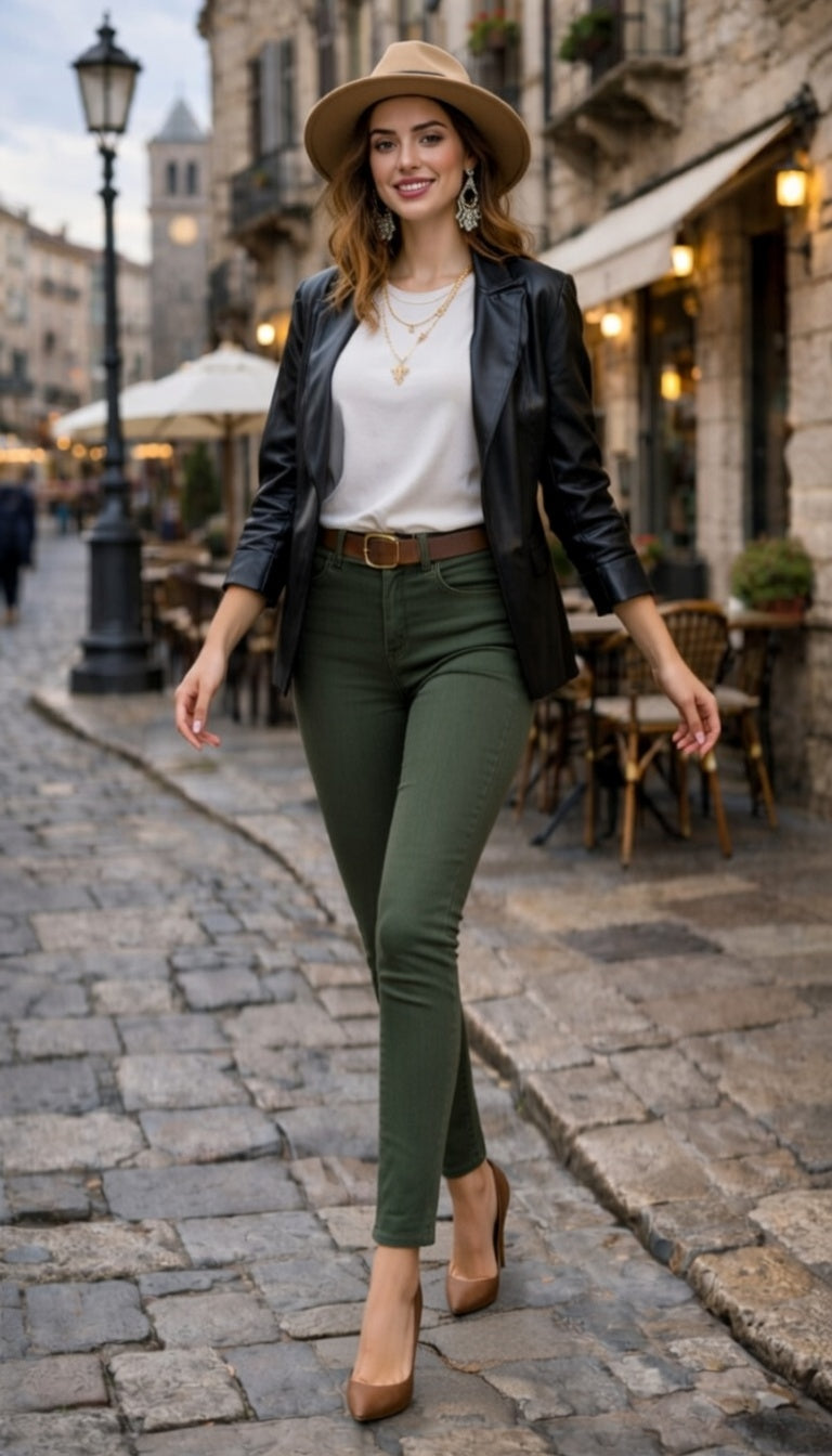 Army Green Ultra Stretch Skinny Pants