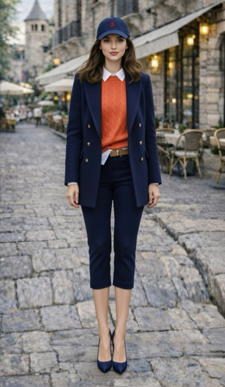 Capris Ultra Stretch Skinny Pants in Navy