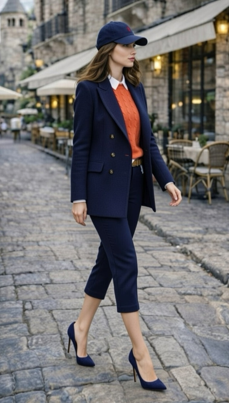 Capris Ultra Stretch Skinny Pants in Navy