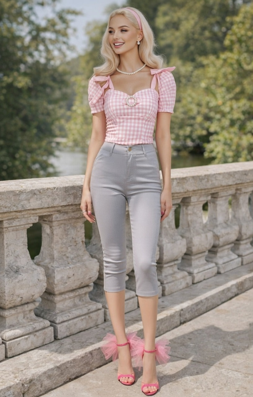 Capris Ultra Stretch Skinny Pants in Smoke Gray