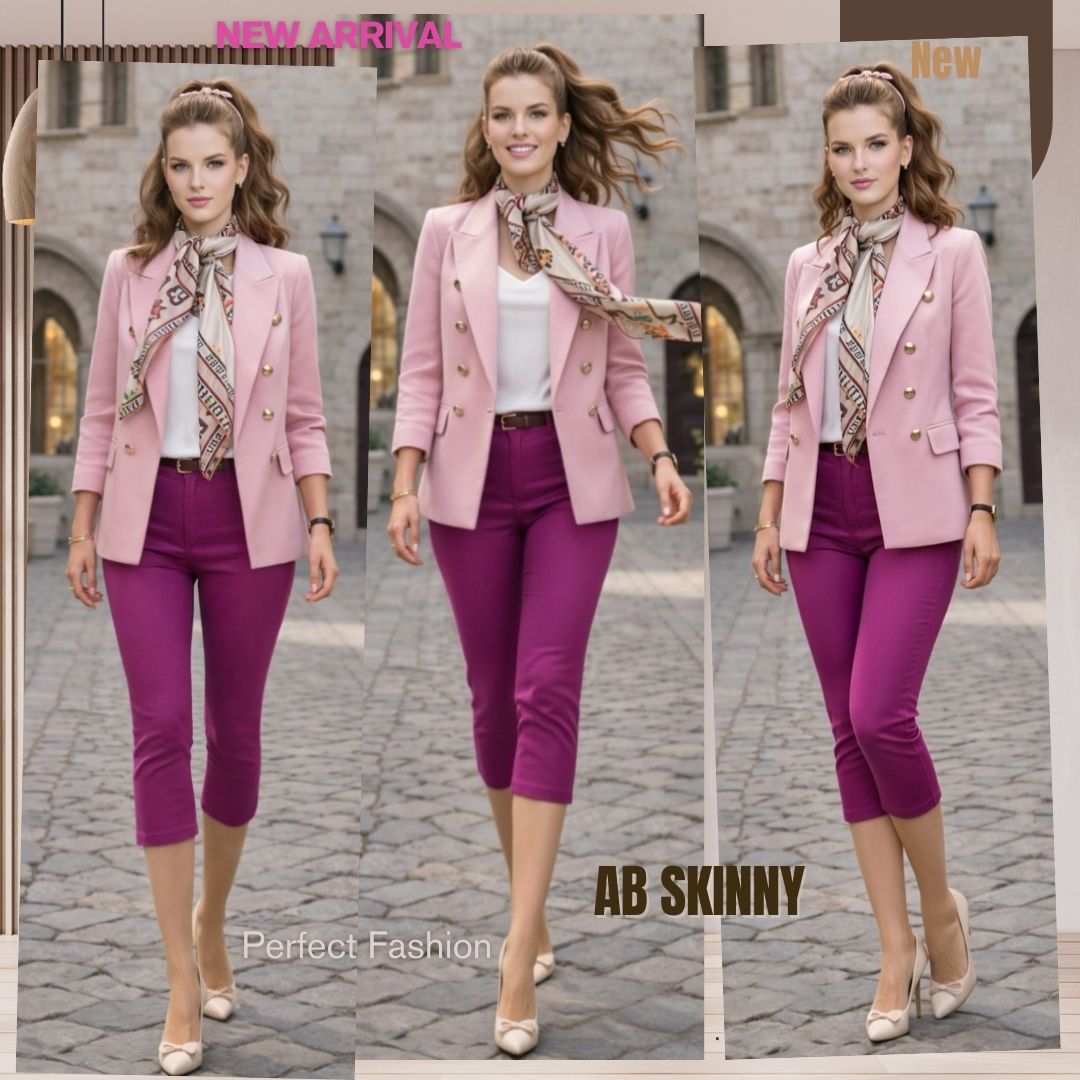 Capris Ultra Stretch Skinny Pants in Purple Pink