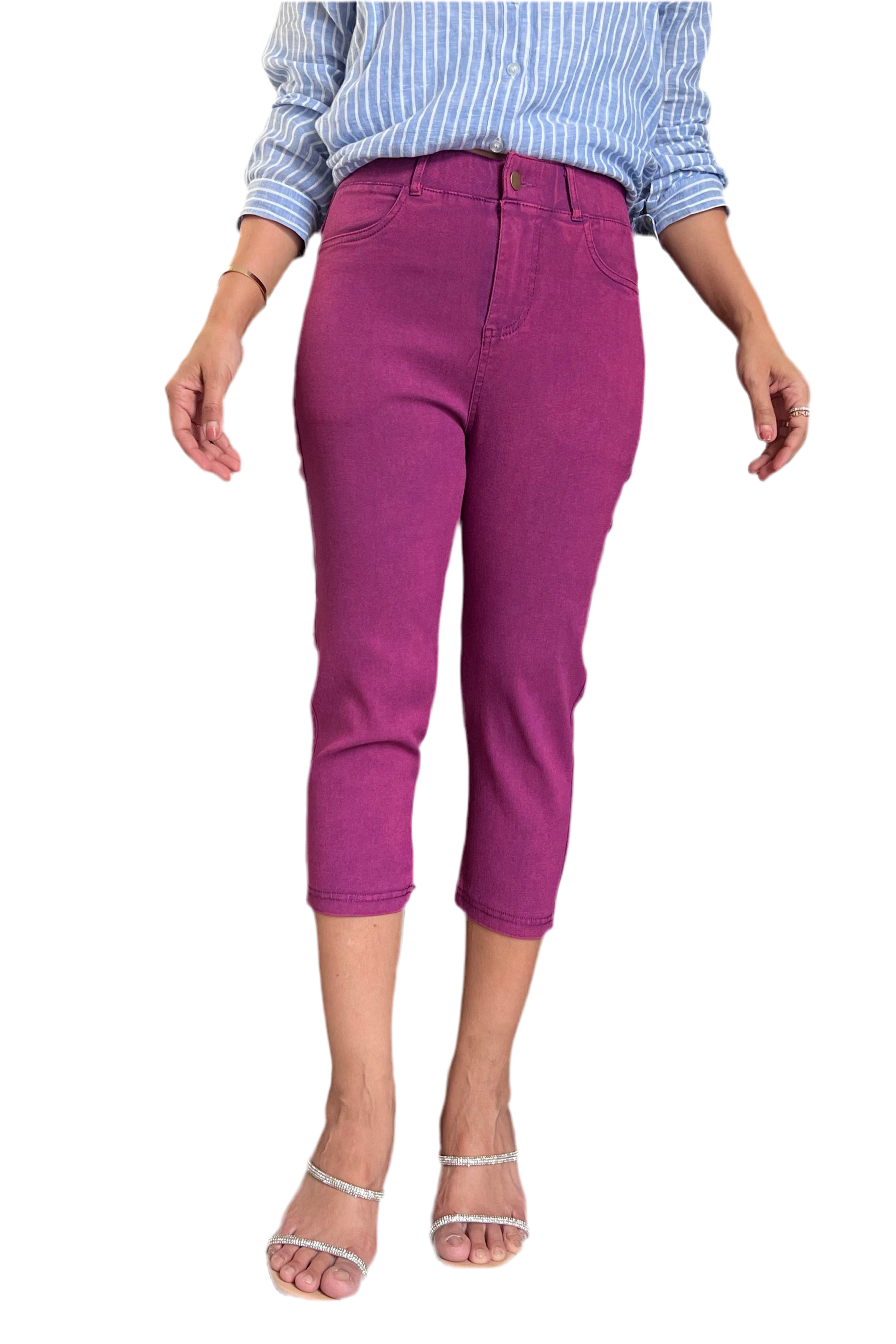 Capris Ultra Stretch Skinny Pants in Premium Denim-Color Purple