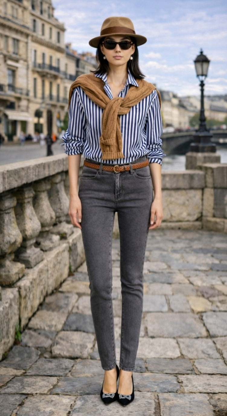 Premium Denim-Color Gray Ultra Stretch Skinny Pants