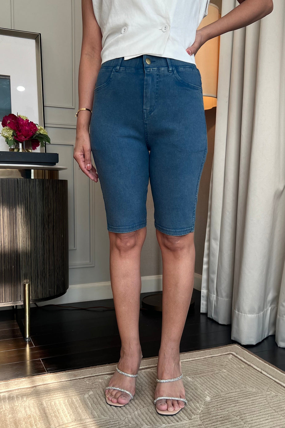 Premium Denim-Color Sky Blue Ultra Stretch Shorts