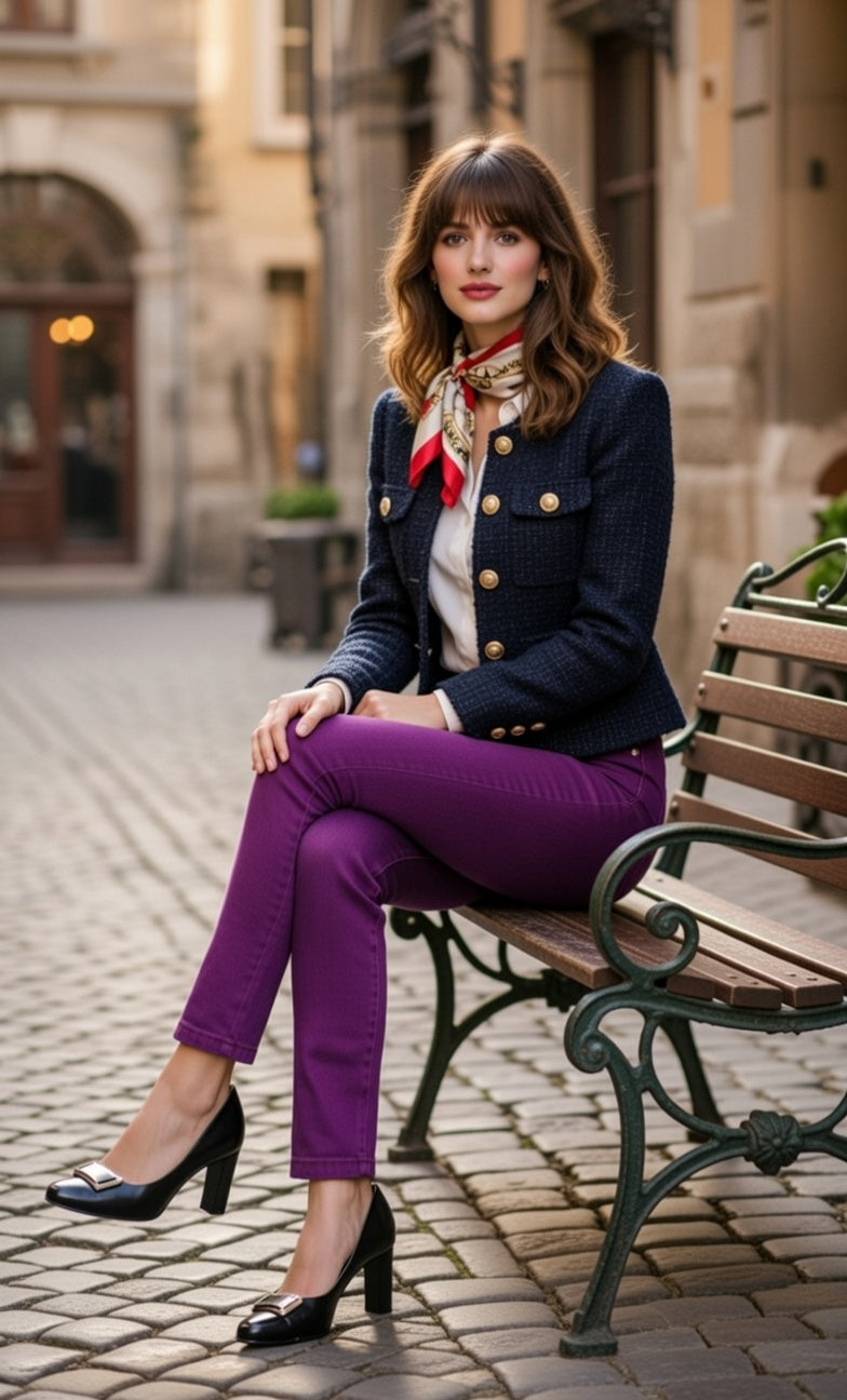 Premium Denim-Color Purple Ultra Stretch Skinny Pants