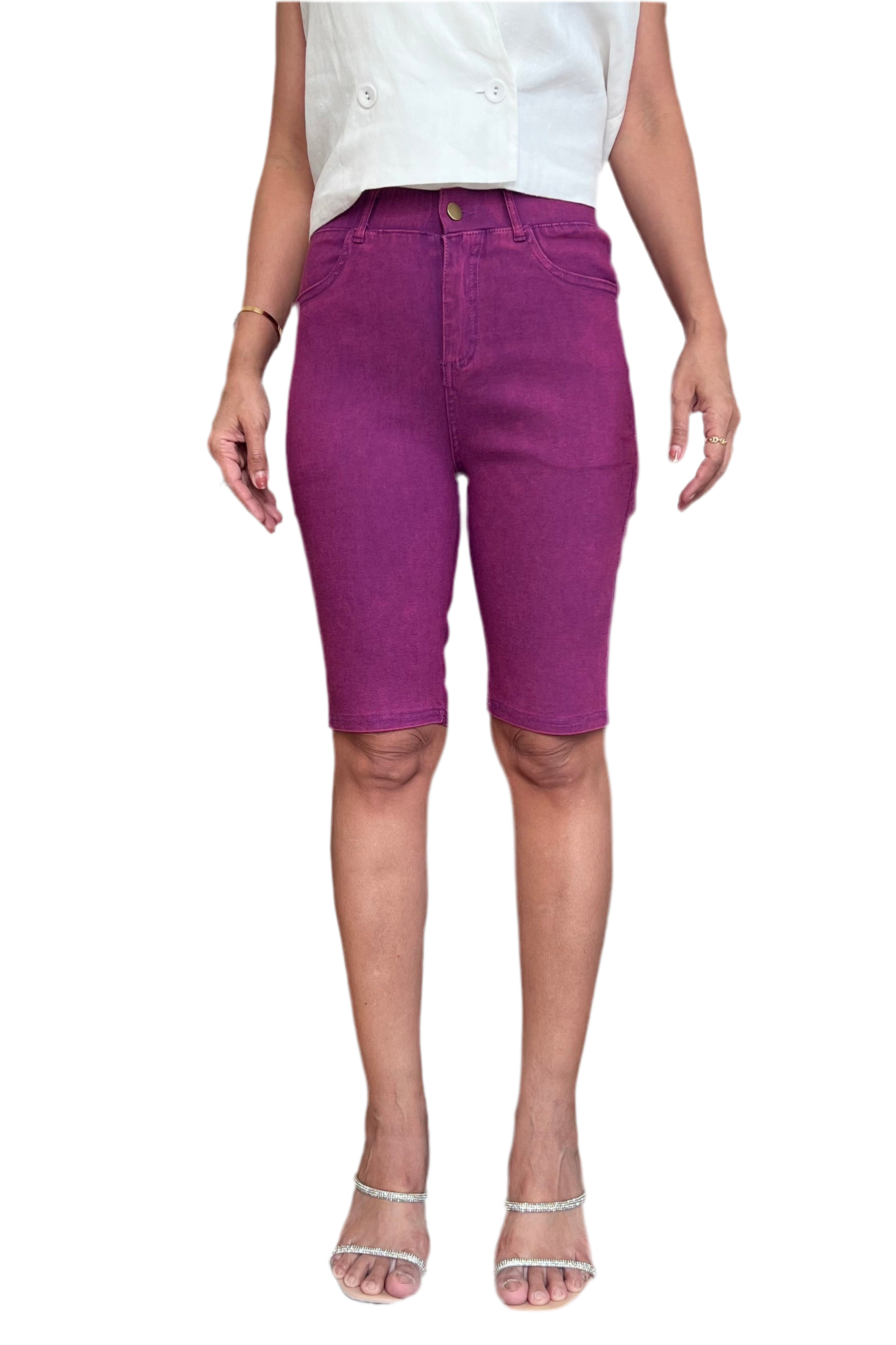Premium Denim-Color Purple Ultra Stretch Shorts