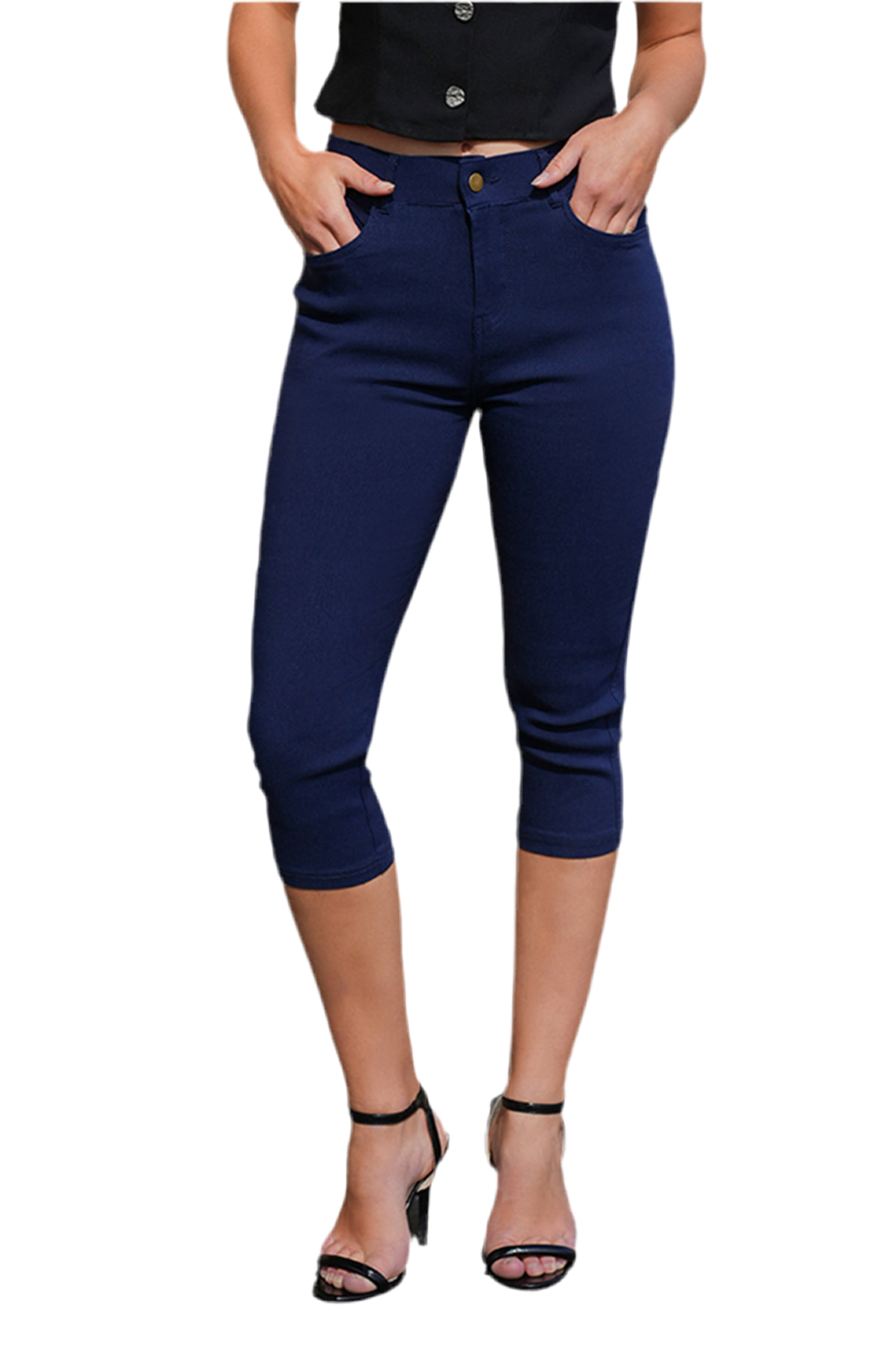 Capris Ultra Stretch Skinny Pants in Navy