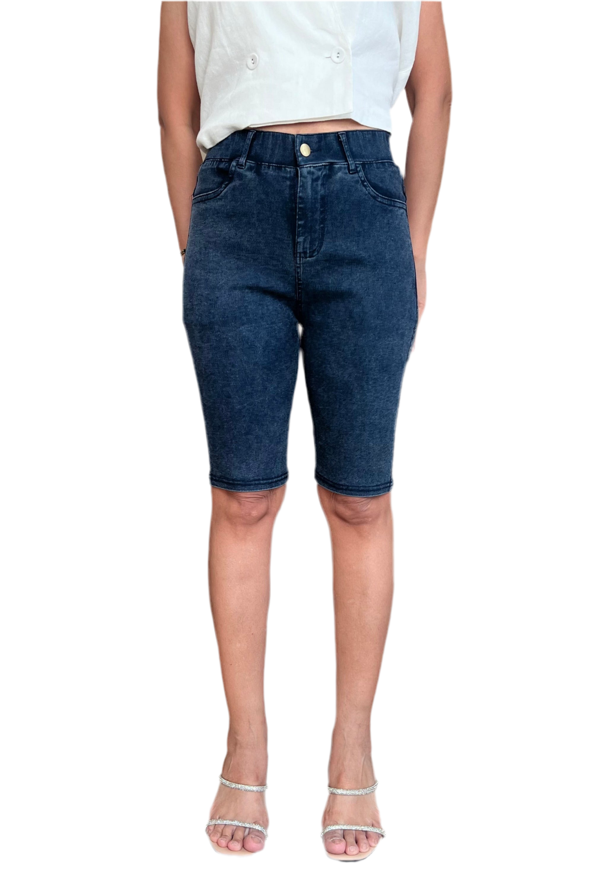Premium Denim-Color Navy Ultra Stretch Shorts