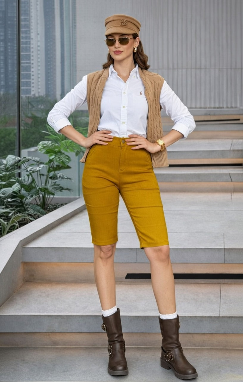 Mustard Ultra Stretch Shorts