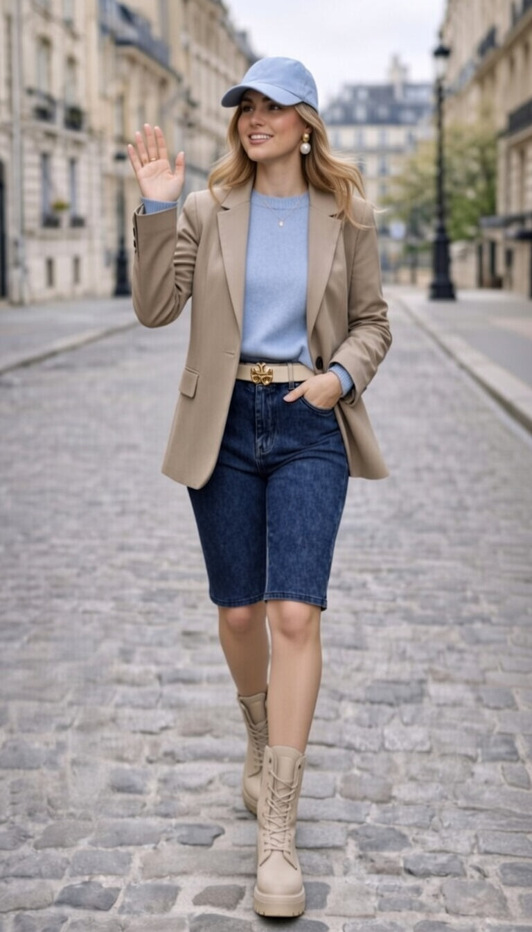 Premium Denim-Color Navy Ultra Stretch Shorts