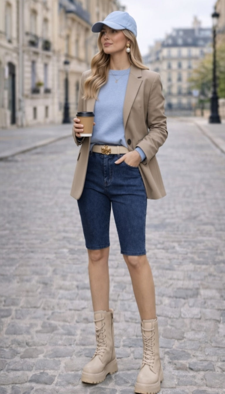 Premium Denim-Color Navy Ultra Stretch Shorts