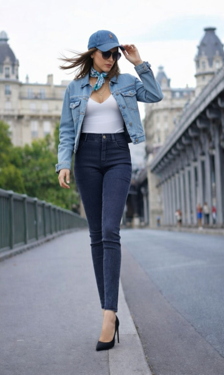 Premium Denim-Color Navy Ultra Stretch Skinny Pants