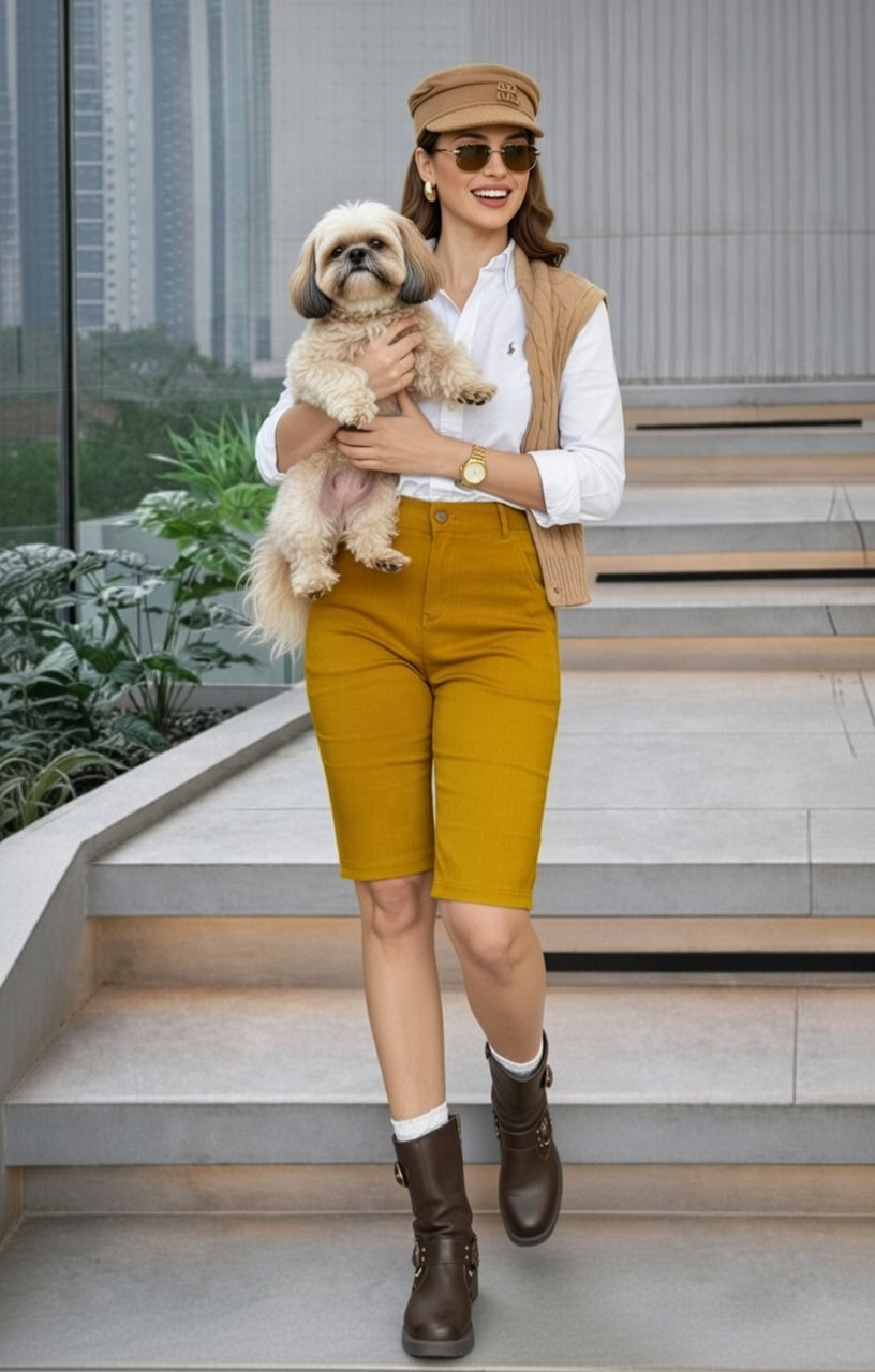Mustard Ultra Stretch Shorts