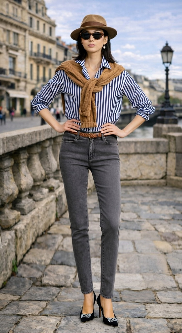 Premium Denim-Color Gray Ultra Stretch Skinny Pants