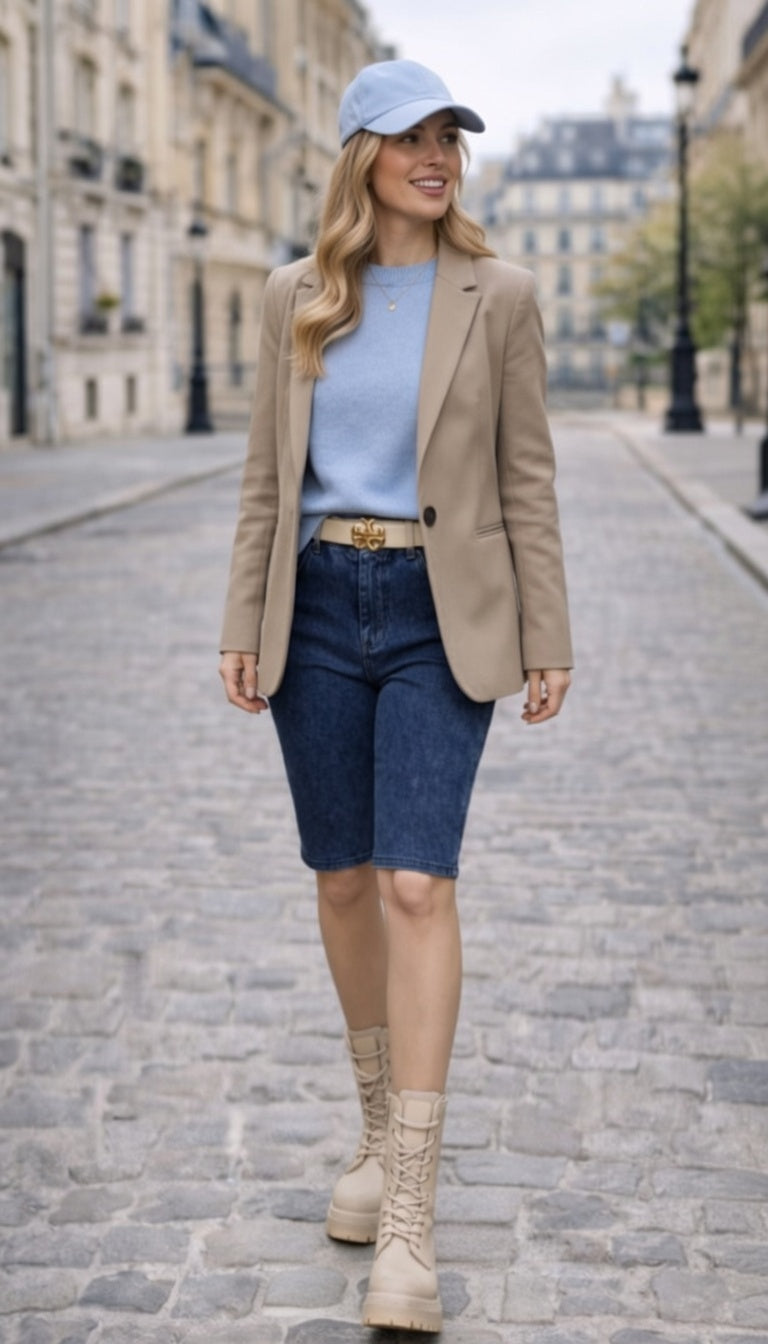 Premium Denim-Color Navy Ultra Stretch Shorts