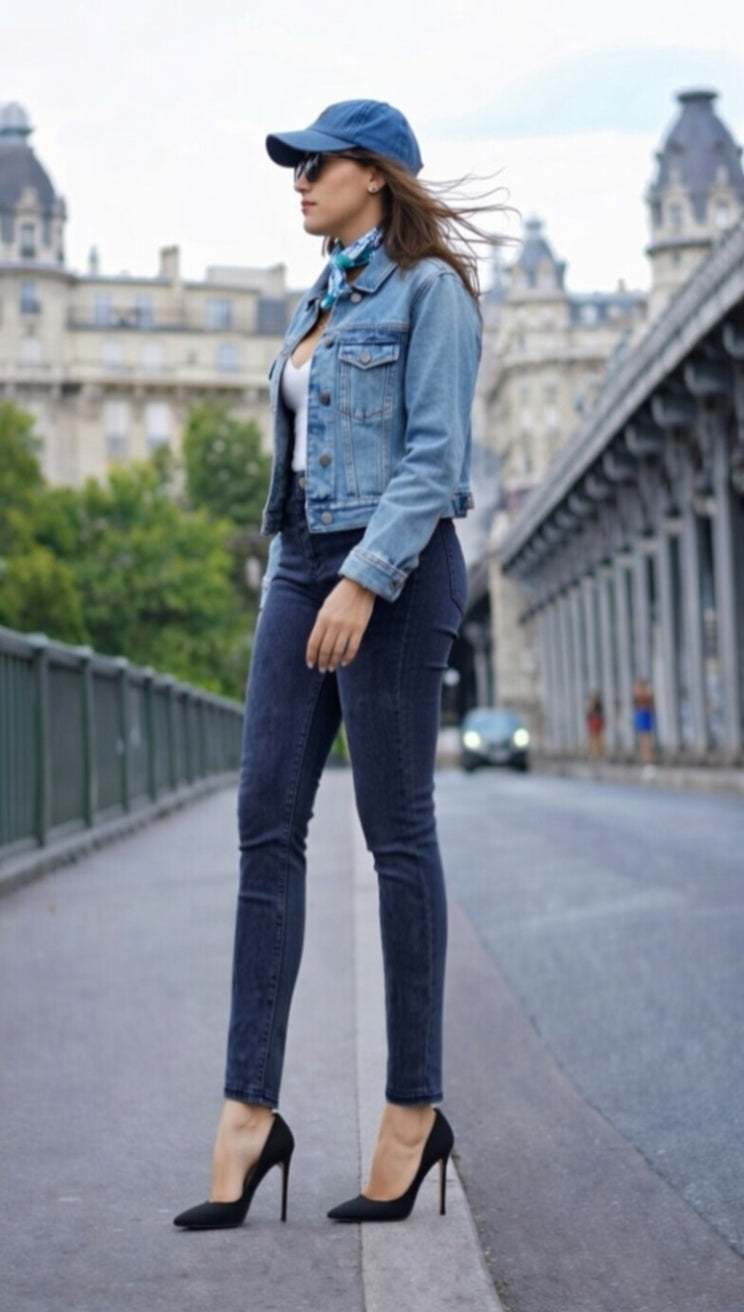 Premium Denim-Color Navy Ultra Stretch Skinny Pants