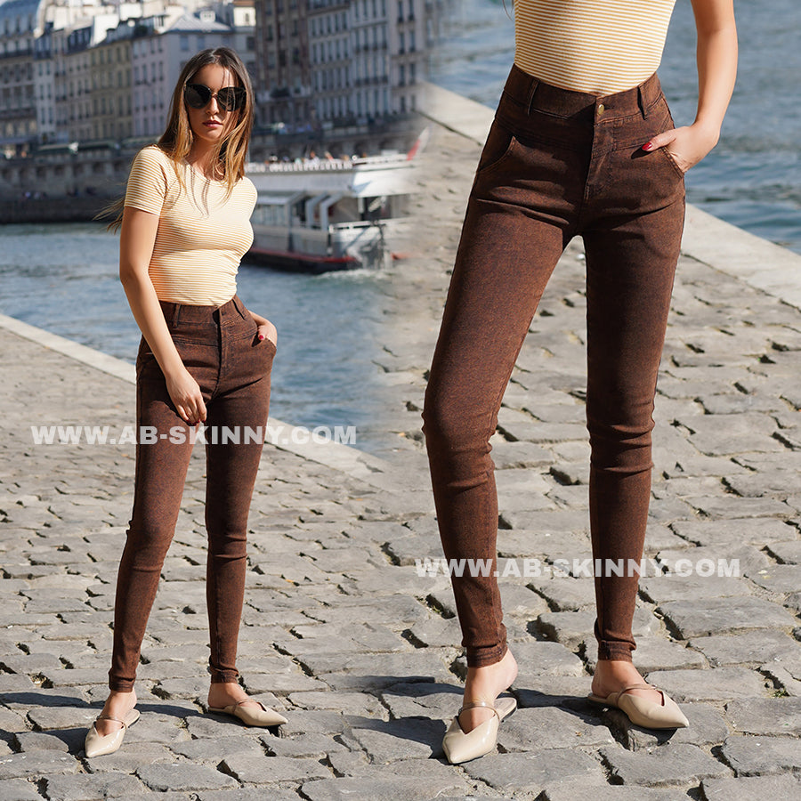 Premium Denim-Color Brown Ultra Stretch Skinny Pants